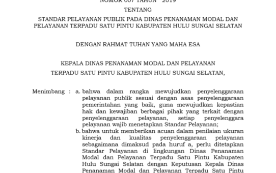 STANDAR PELAYANAN WAKTU NORMAL