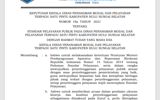 STANDAR PELAYANAN DPMTSP KAB. HSS