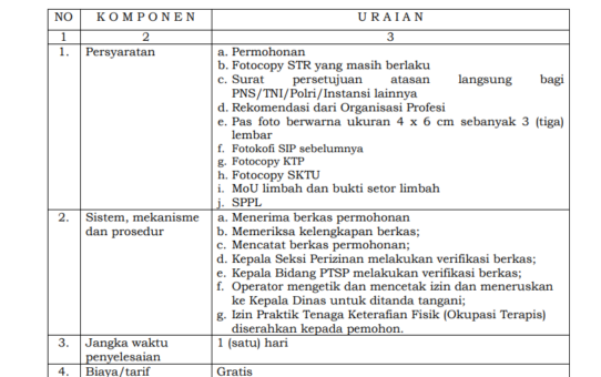 JENIS PELAYANAN : IZIN PRAKTIK TENAGA KETERAFIAN FISIK (OKUPASI TERAPIS)