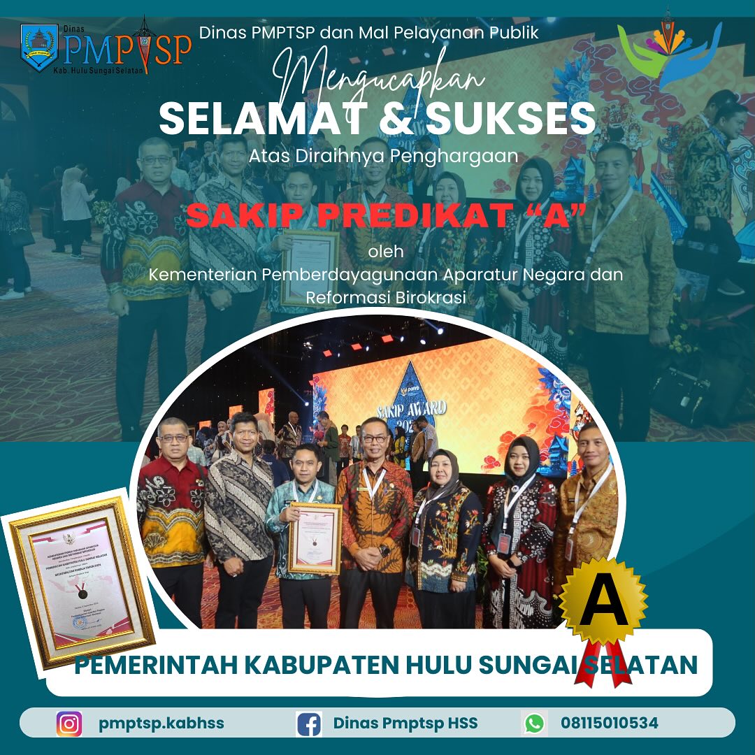 KABUPATEN HULU SUNGAI SELATAN MERAIH PREDIKAT SAKIP "A"