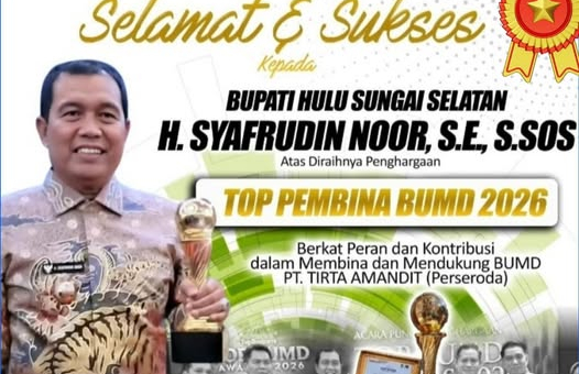 SELAMAT ATAS DIRAIHNYA PENGHARGAAN TOP PEMBINA BUMD TAHUN 2026