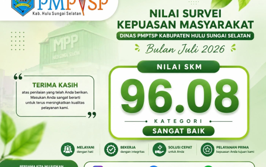 SURVEI KEPUASAN MASYARAKAT BULAN JULI 2026 DINAS PMPTSP KABUPATEN HULU SUNGAI SELATAN